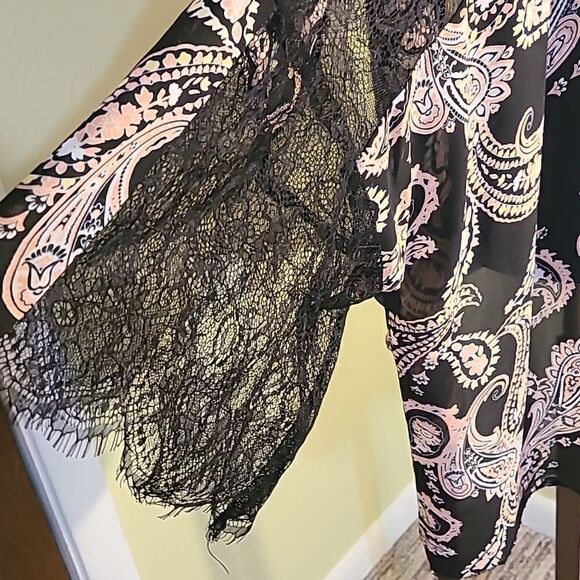 Cato Sheer Black & Pink Paisley Cardigan, Size 18/20 - Picture 3 of 6